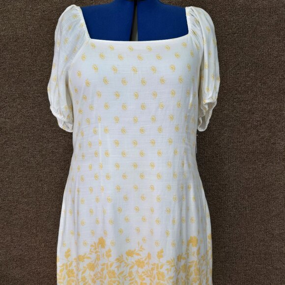 LC Lauren Conrad Dresses & Skirts - Lauren Conrad Short Puff Sleeve Square neck Mini Dress Ivory Sz XXL NWT
